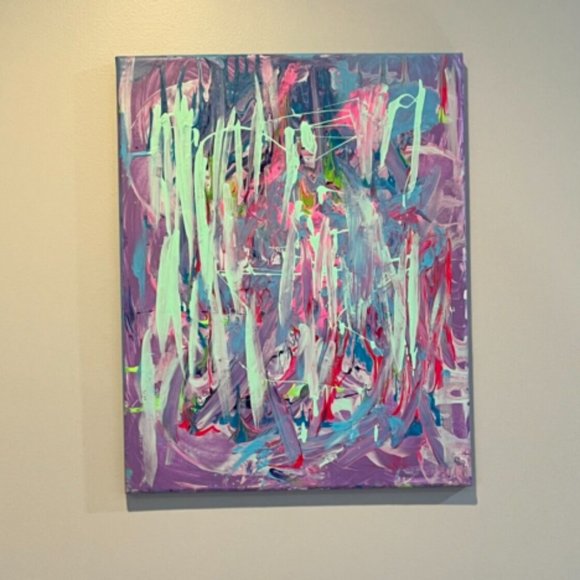 Fun Color Mix - Acrylic Abstract on Canvas One of a Kind Homemade - Picture 4 of 4